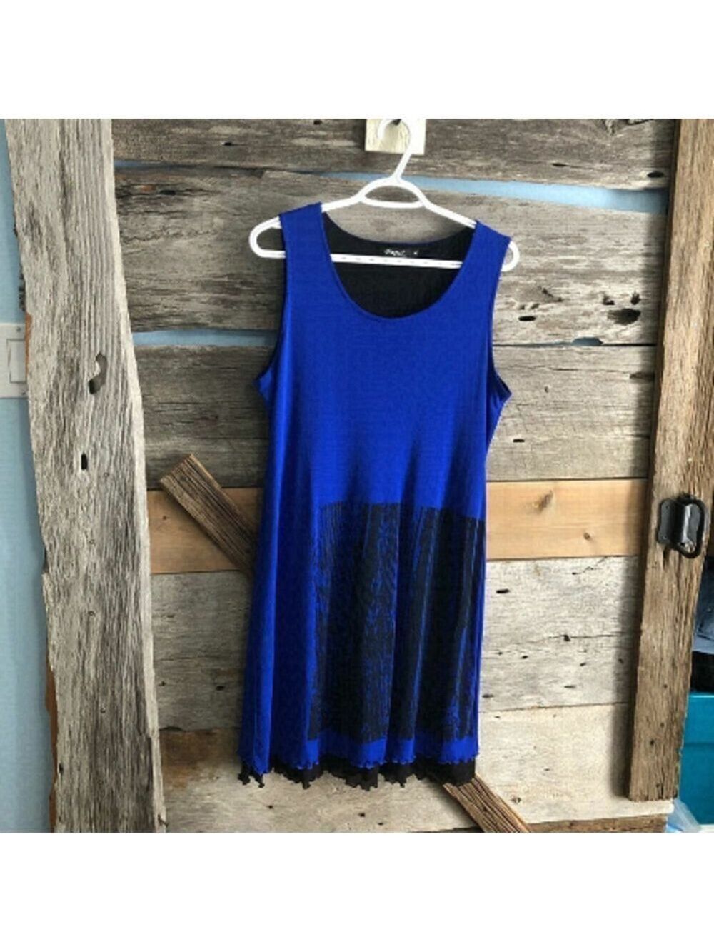 𝅺papa Size Med Blue/Black sleeveless dress